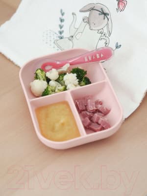 Набор посуды для кормления Beaba Set Repas Silicone Avec Ventouse Rose / 913456 3