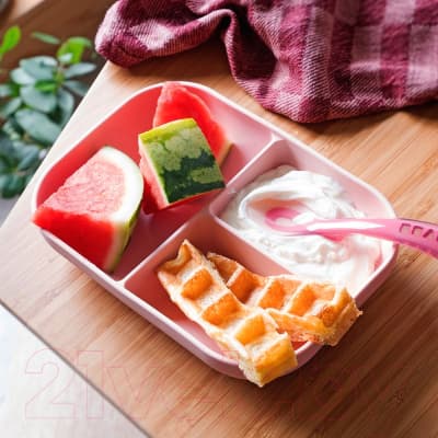 Набор посуды для кормления Beaba Set Repas Silicone Avec Ventouse Rose / 913456 2
