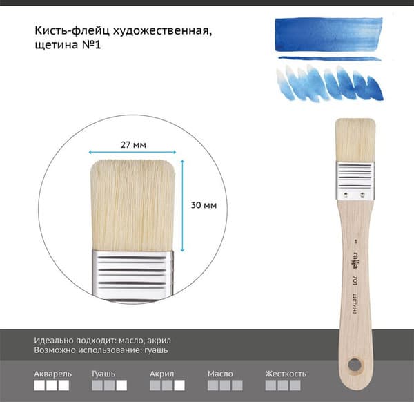 Кисть для рисования ГАММА Щетина №1 / 701001 2