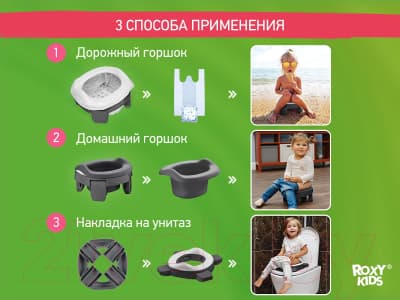 Дорожный горшок ROXY-KIDS HandyPotty / HP-255DGG 4