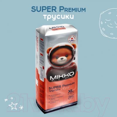 Подгузники-трусики детские Mikko Bear Super Premium XL 12-20кг 2