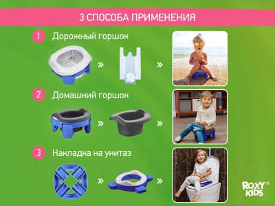 Дорожный горшок ROXY-KIDS HandyPotty / HP-255DBG 10