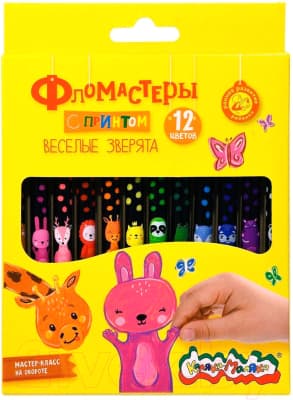 Фломастеры Каляка-Маляка Веселые зверята / ФНССКМ12
