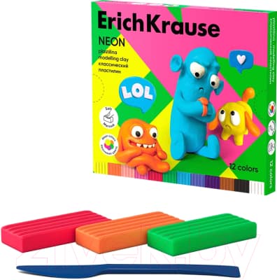 Пластилин Erich Krause Jolly Friends Neon / 61355 2