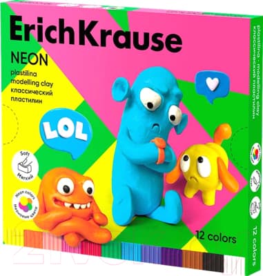 Пластилин Erich Krause Jolly Friends Neon / 61355