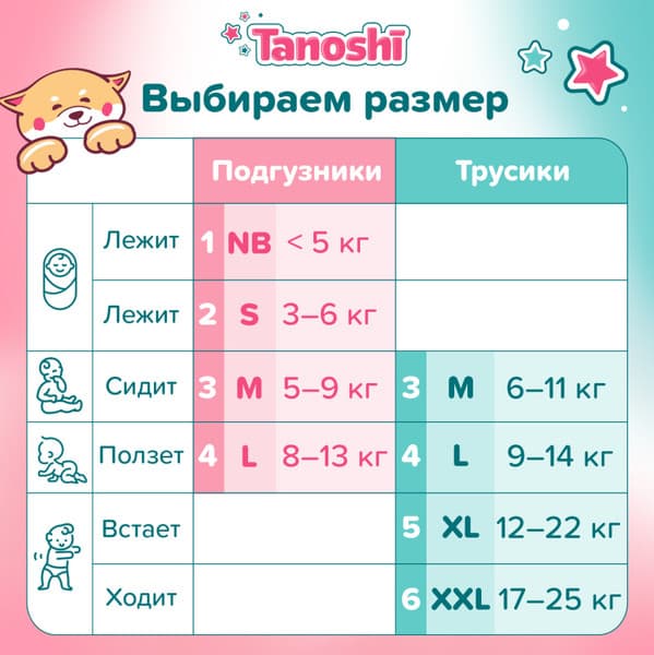 Подгузники-трусики детские Tanoshi Baby Pants L 9-14кг 8