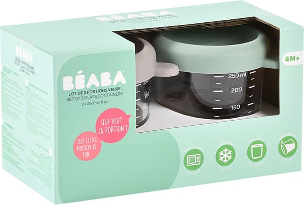 Набор контейнеров для детского питания Beaba Sage Green/Gazelle Lot 2 Portions Verre 914011 3