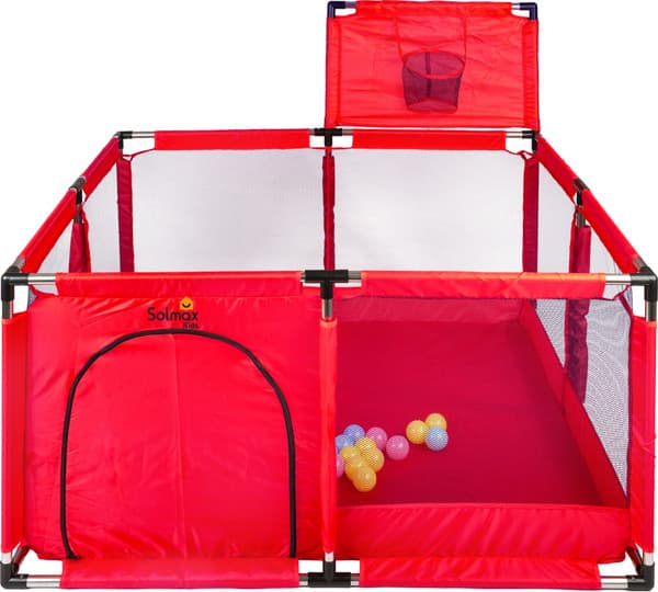 Игровой манеж Solmax&Kids С шариками и баскетбольным кольцом / ZV97039
