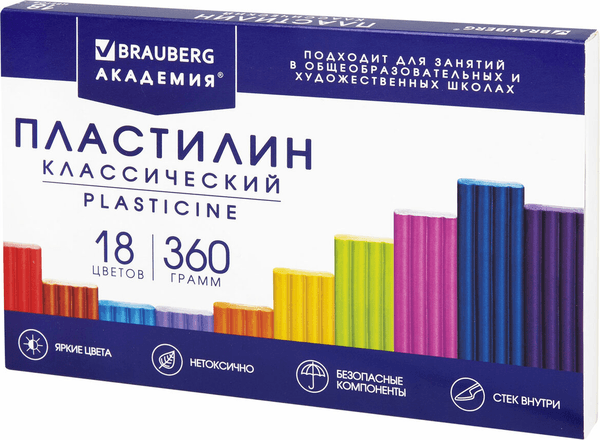 Пластилин Brauberg Академия классическая / 106509