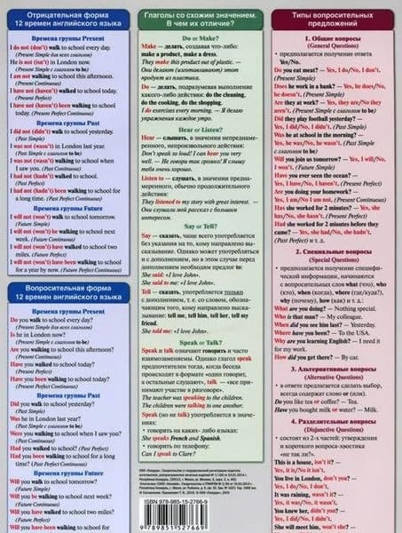 Наглядное пособие Попурри Let's Learn English. Глагол. 12 времен английского глагола 2