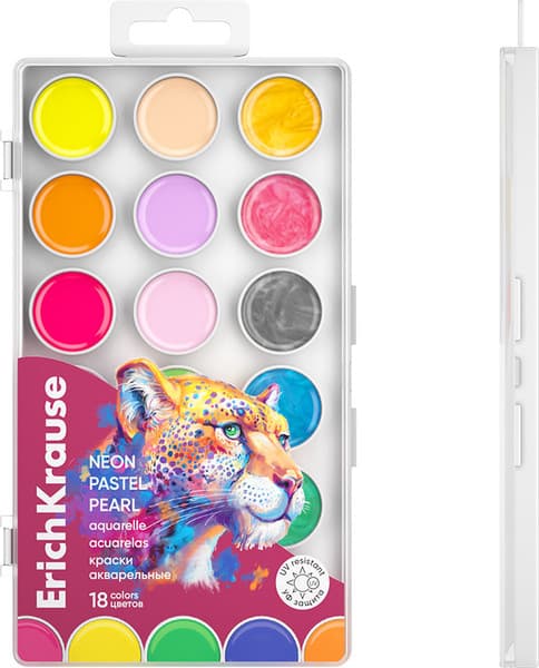 Акварельные краски Erich Krause Safari Neon, Pastel, Pearl / 61380 4