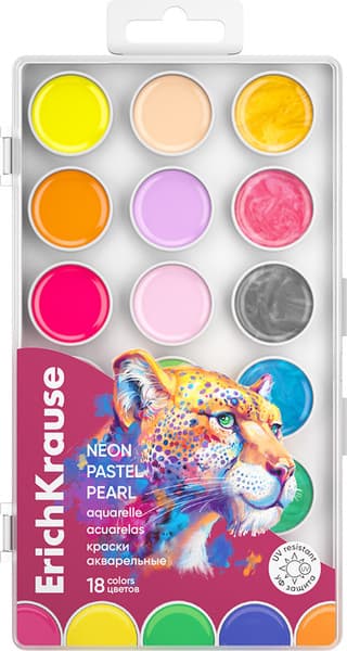 Акварельные краски Erich Krause Safari Neon, Pastel, Pearl / 61380