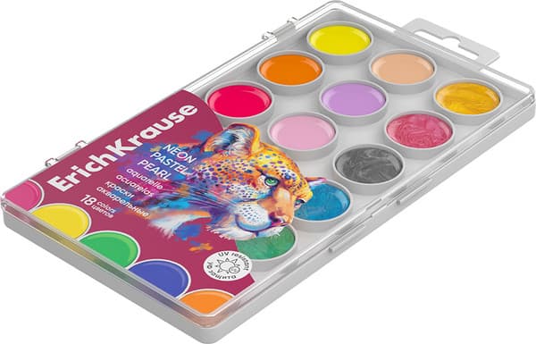 Акварельные краски Erich Krause Safari Neon, Pastel, Pearl / 61380 3