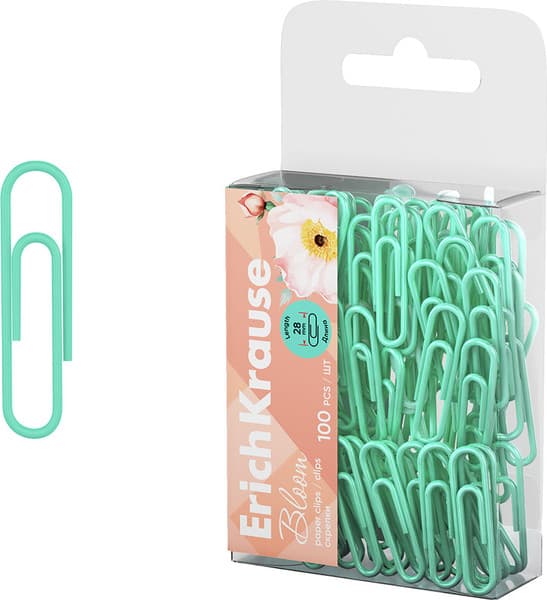 Скрепки Erich Krause Pastel Bloom Mint / 62044