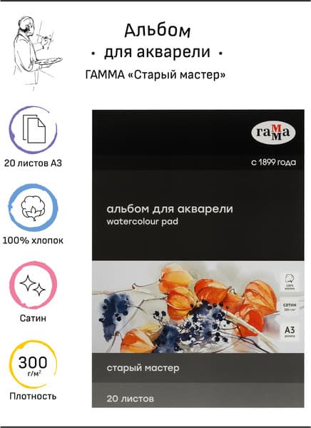 Альбом для рисования ГАММА Старый Мастер / 215535AGRC 2