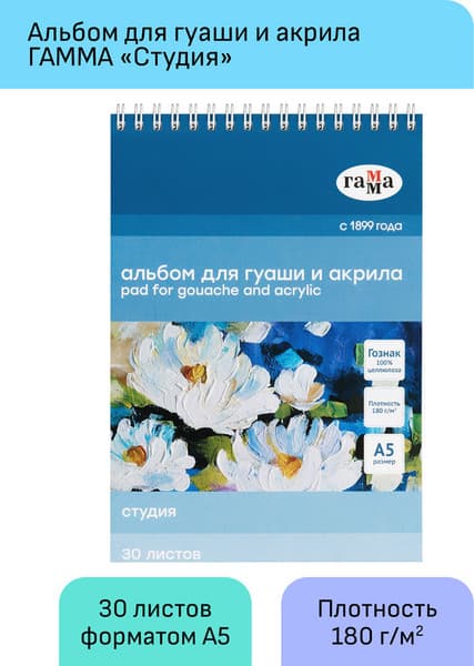 Альбом для рисования ГАММА Студия / 50A01S730W 2