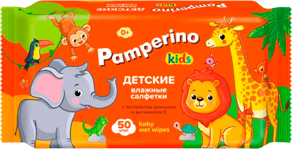 Влажные салфетки детские Pamperino с экстрактом ромашки и витамином Е