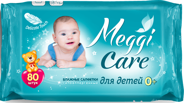 Влажные салфетки детские Meggi Care 0+