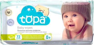 Влажные салфетки детские Topa 72шт
