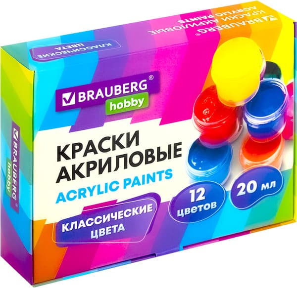 Акриловые краски Brauberg Hobby / 192435
