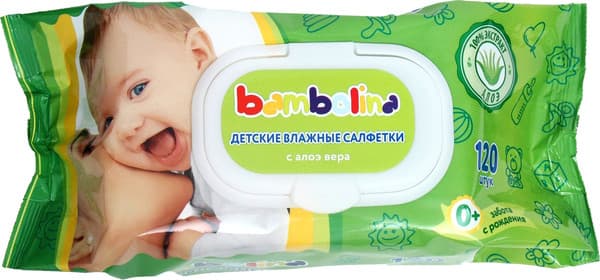 Влажные салфетки детские Bambolina С клапаном