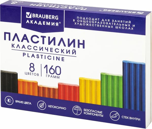 Пластилин Brauberg Академия классическая / 106500