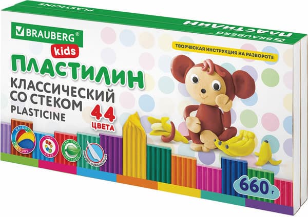 Пластилин Brauberg Kids классический / 106679