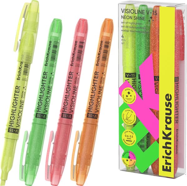 Набор маркеров Erich Krause Visioline V-15 Neon Shine / 63366