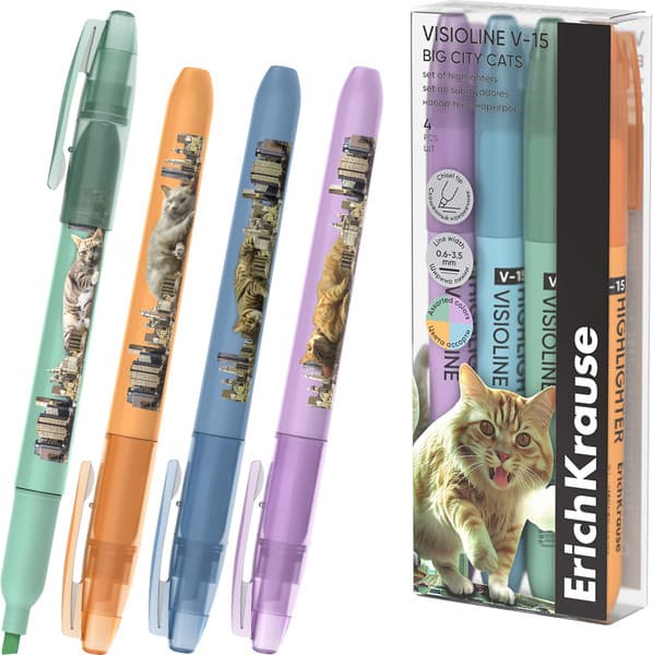 Набор маркеров Erich Krause Visioline V-15 Big City Cats / 63369