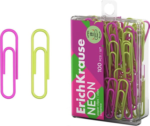 Скрепки Erich Krause Neon / 62050