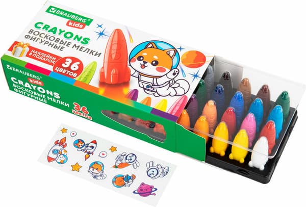 Восковые мелки Brauberg Kids. Ракета. С наклейками / 273084 3