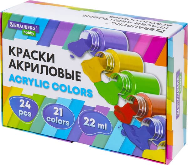 Акриловые краски Brauberg Hobby / 192412