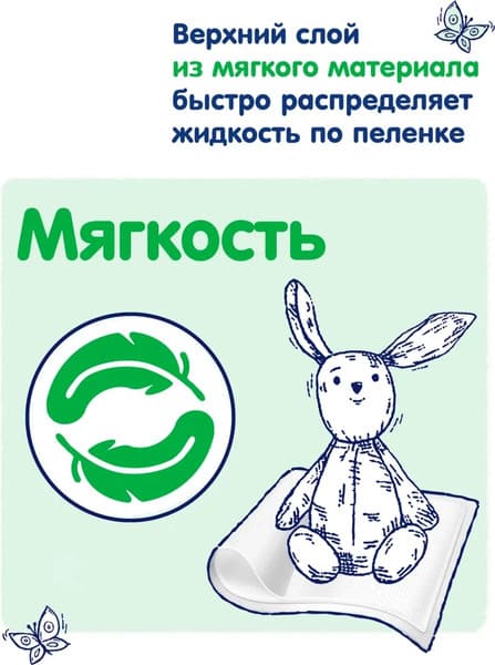 Набор пеленок одноразовых детских Helen Harper Green Fluff 40х60 5