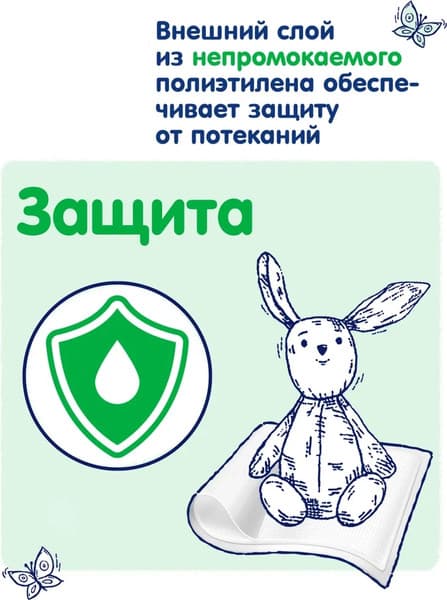 Набор пеленок одноразовых детских Helen Harper Green Fluff 60х60 6