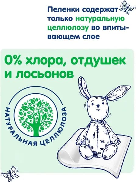 Набор пеленок одноразовых детских Helen Harper Green Fluff 60х60 3
