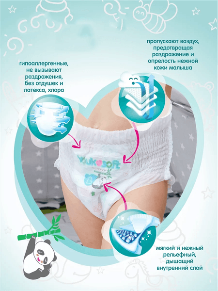 Подгузники-трусики детские Youkosoft Ультратонкие премиум 12-17 XL 2