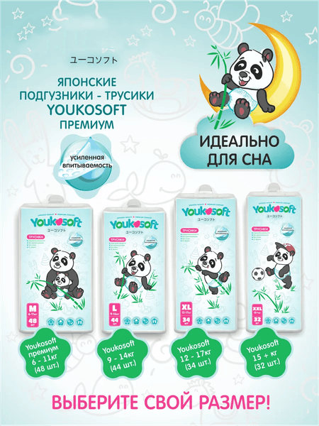 Подгузники-трусики детские Youkosoft Ультратонкие премиум 12-17 XL 8