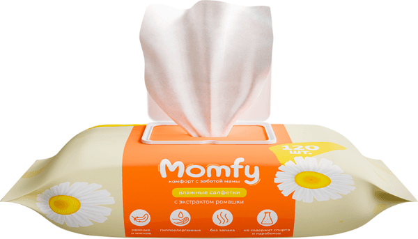 Влажные салфетки детские Momfy С экстрактом ромашки 2