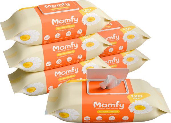 Влажные салфетки детские Momfy С экстрактом ромашки