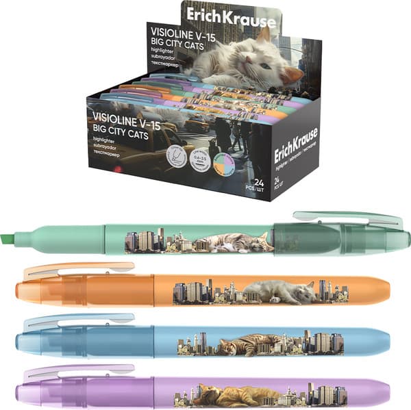 Текстовыделитель Erich Krause Visioline V-15 Big City Cats / 63368 2
