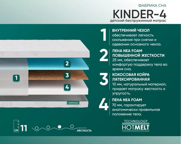 Матрас в кроватку Фабрика сна Kinder 4 70x140 3