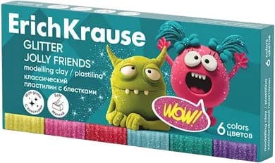 Пластилин Erich Krause Jolly Friends Glitter с блестками / 65448