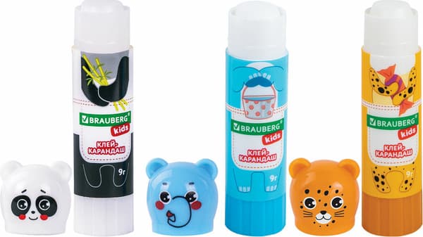 Клей-карандаш Brauberg Kids. Зверята: панда, слон, леопард / 272473 5