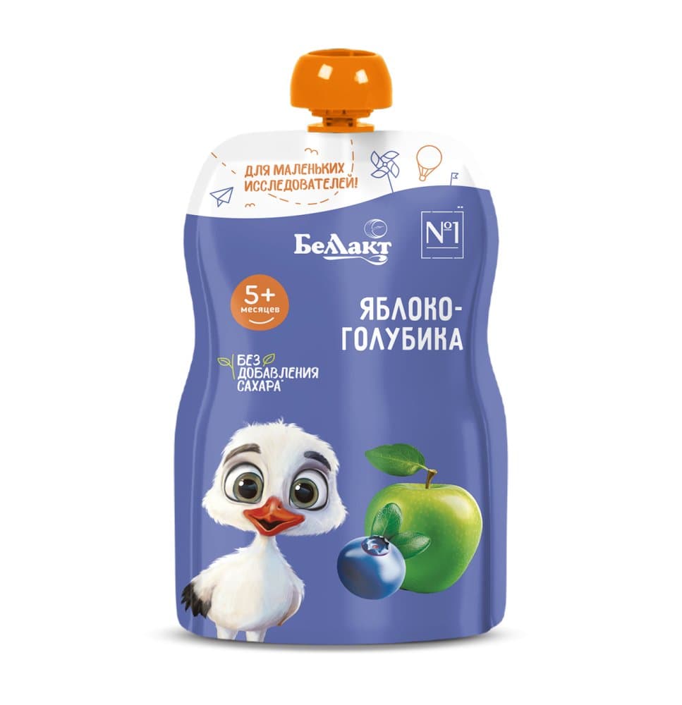 Пюре для детского питания «Беллакт» Яблоко-голубика, 90 г. 1