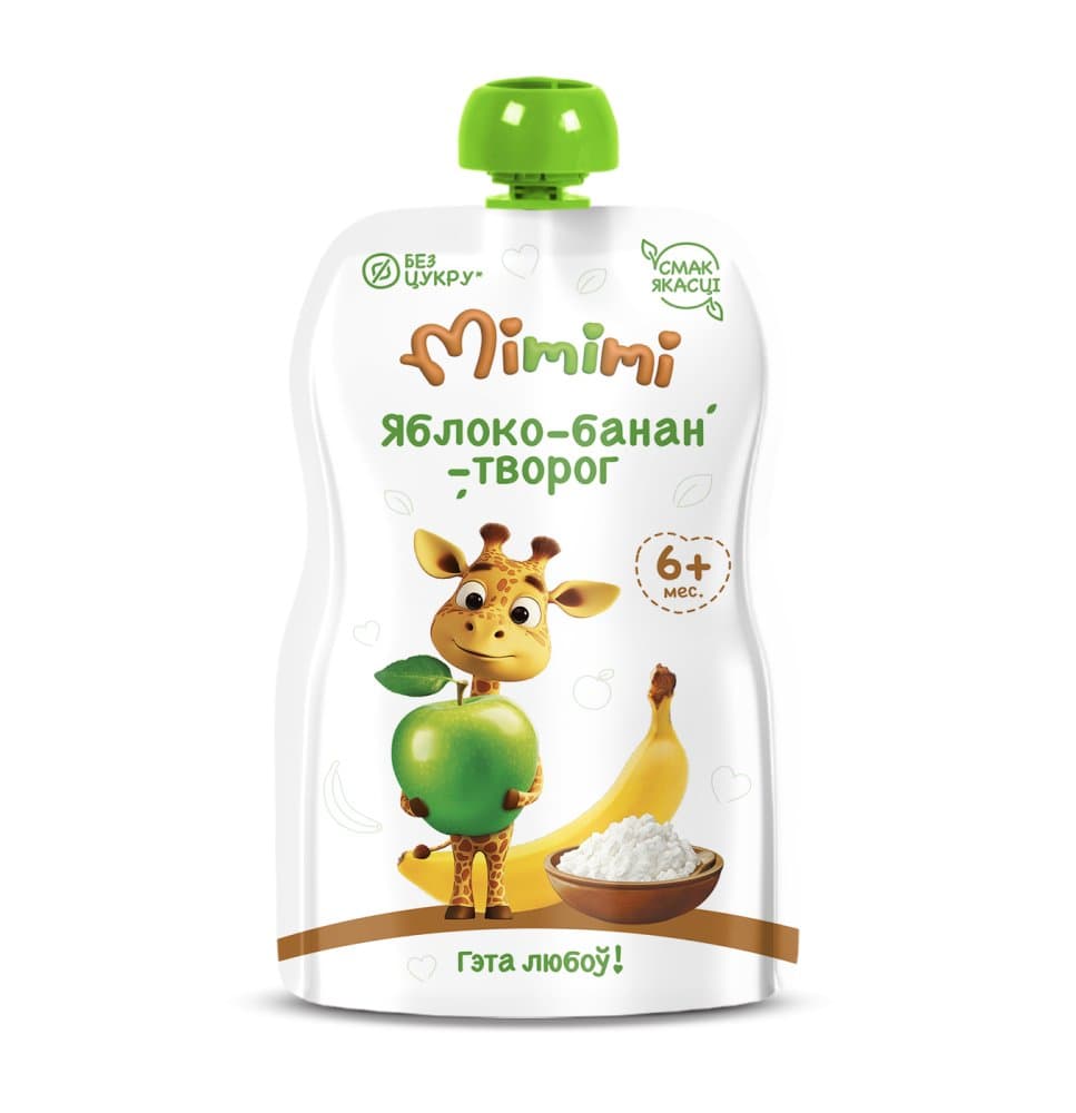 Пюре «Mimimi» Яблоко-банан-творог, 90 г.