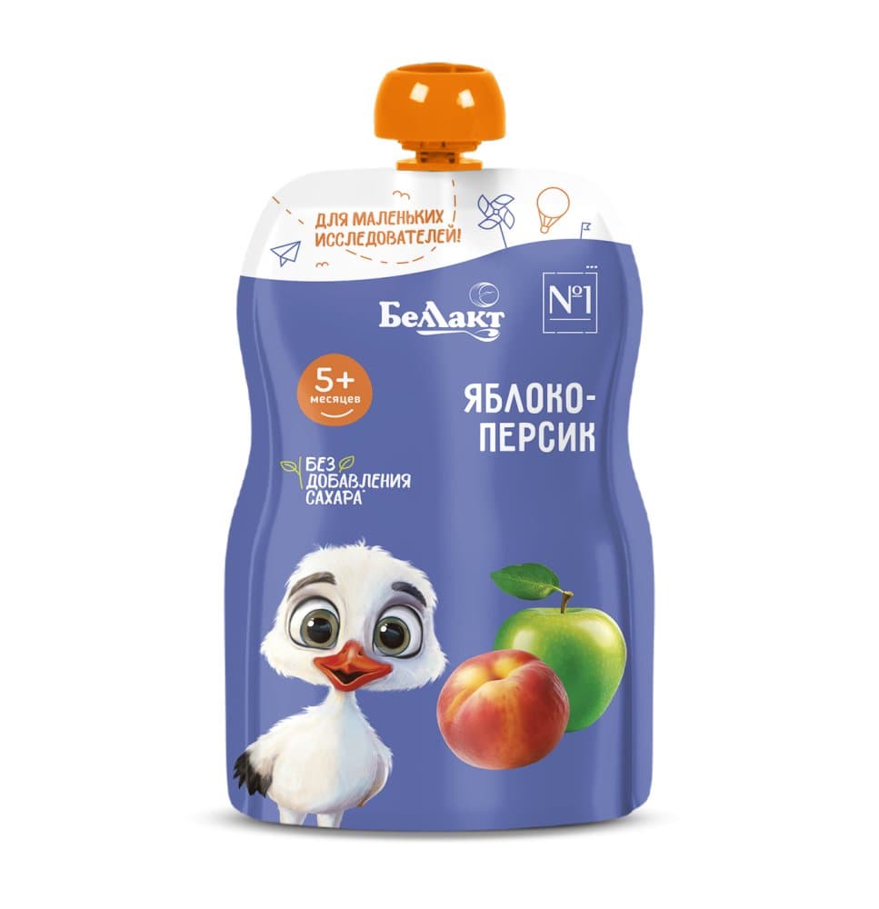 Пюре для детского питания «Беллакт» Яблоко-персик, 90 г. 1