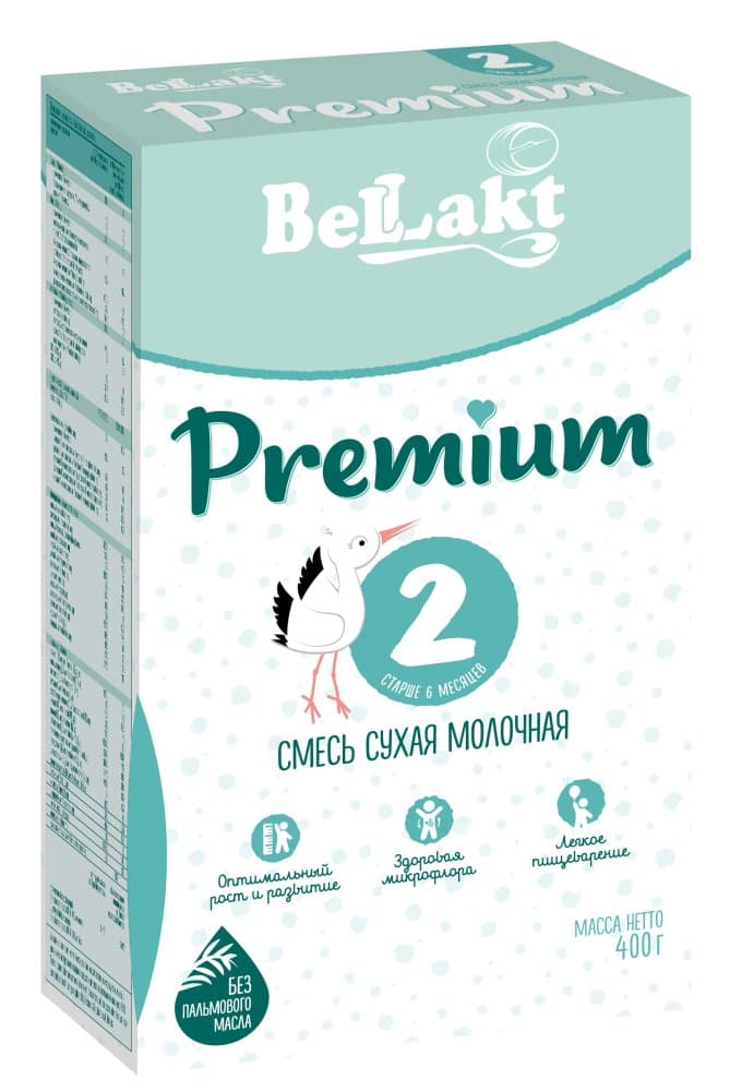 Смесь сухая молочная для питания детей раннего возраста «Bellakt Premium 2», 400 г.
