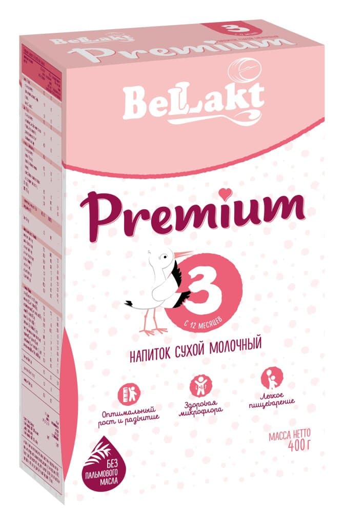 Напиток сухой молочный для питания детей раннего возраста «Bellakt Premium 3», 400 г.
