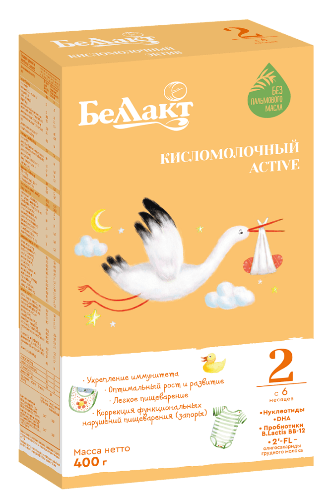 Смесь сухая кисломолочная для питания детей раннего возраста «Беллакт Кисломолочный Active 2», 400 г.