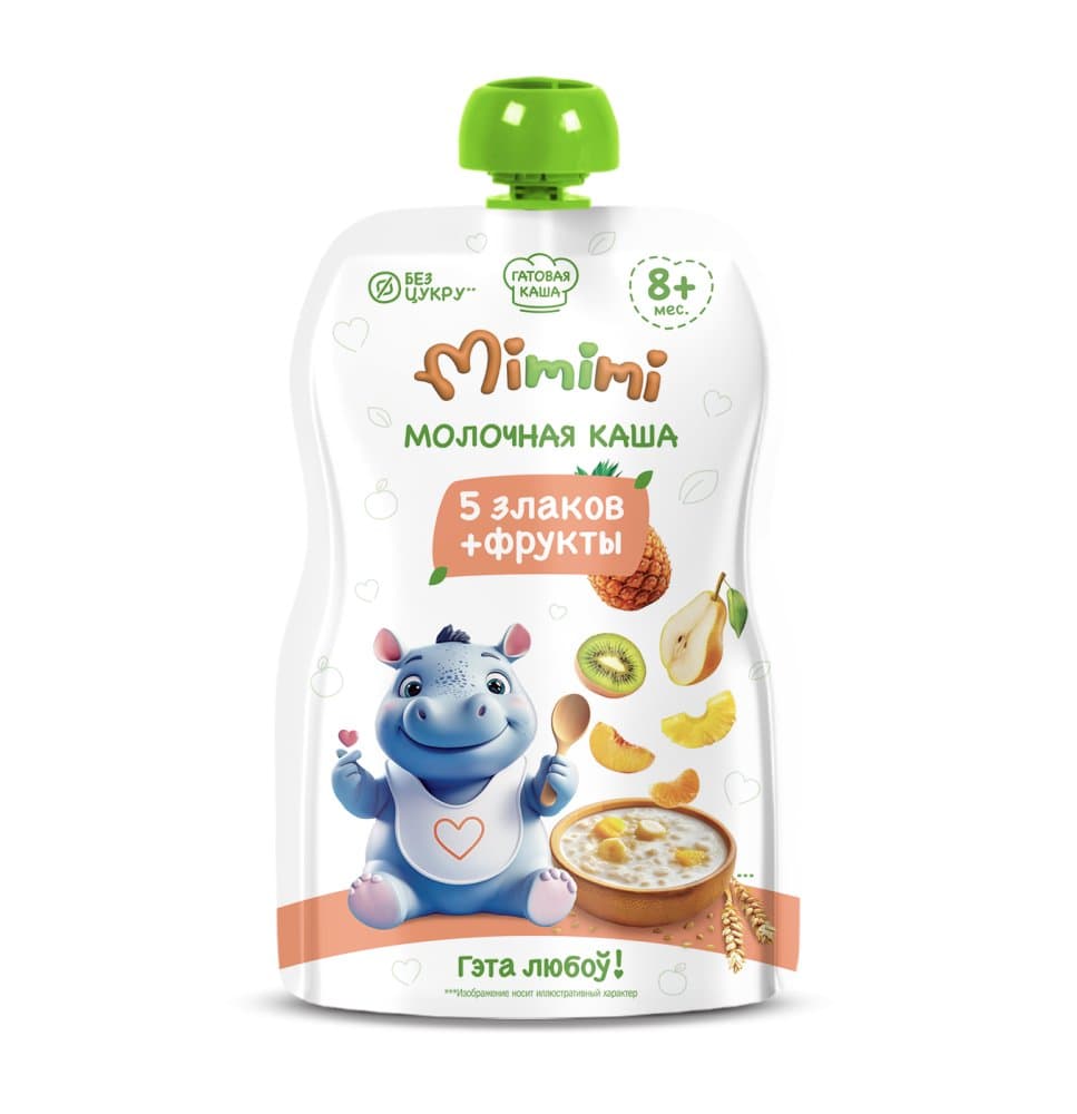 Молочная каша 5 злаков + фрукты, «Mimimi», 110 г
